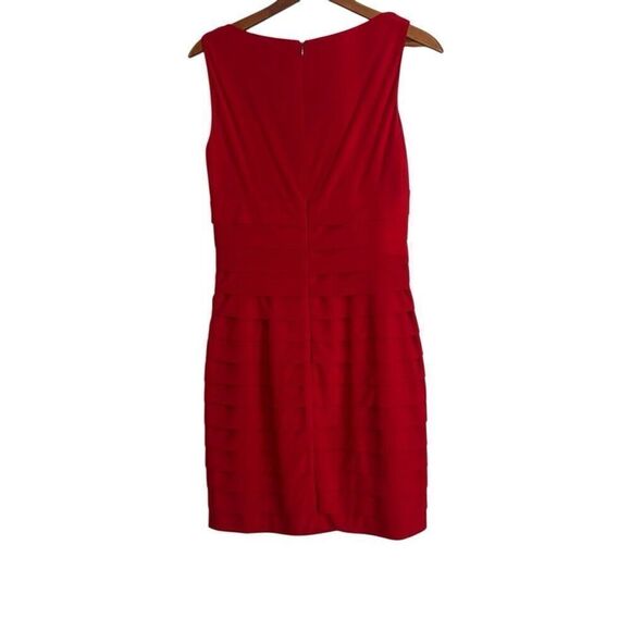 American Living Layered Drape Stretch Sleeveless Mini Sheath Dress Red Size 6 - Picture 8 of 8